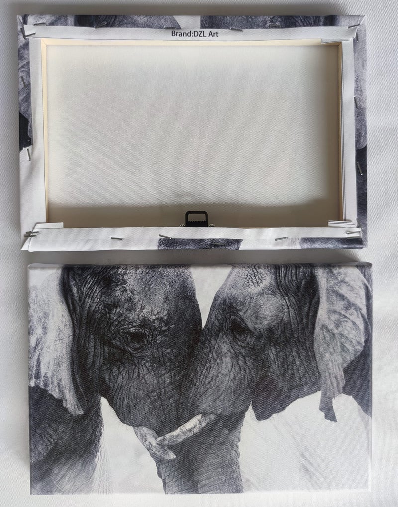 DZL Art D73050 Black and White Elephants Entwine Wall Art Canvas Painting Ready to Hang for Living Room Bedroom Office Wall Decor Home Decoration - Image 5